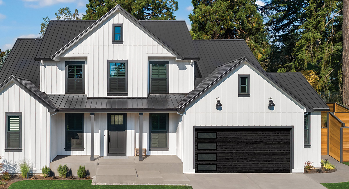 Flush Panel | Wood Grain Impressions™ Black Plank | Clear Long Windows