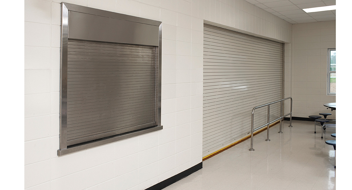 Wayne Dalton Model 560 Integral Frame Counter Shutter in cafeteria