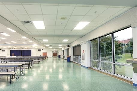 Cornell StormDefender storm safe room door in school gymnasium